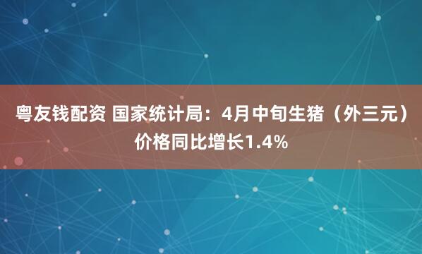 粤友钱配资 国家统计局：4月中旬生猪（外三元）价格同比增长1.4%