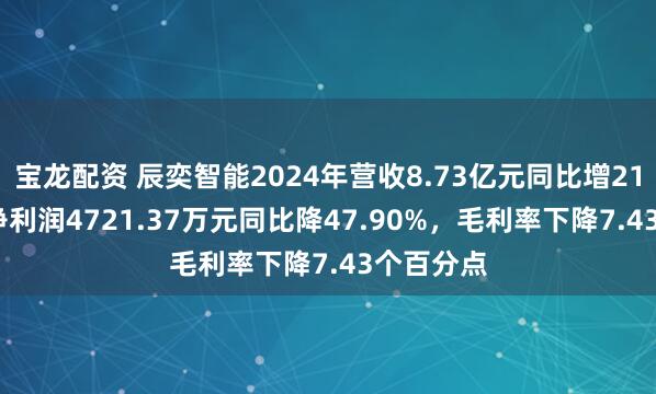 宝龙配资 辰奕智能2024年营收8.73亿元同比增21.29%，净利润4721.37万元同比降47.90%，毛利率下降7.43个百分点